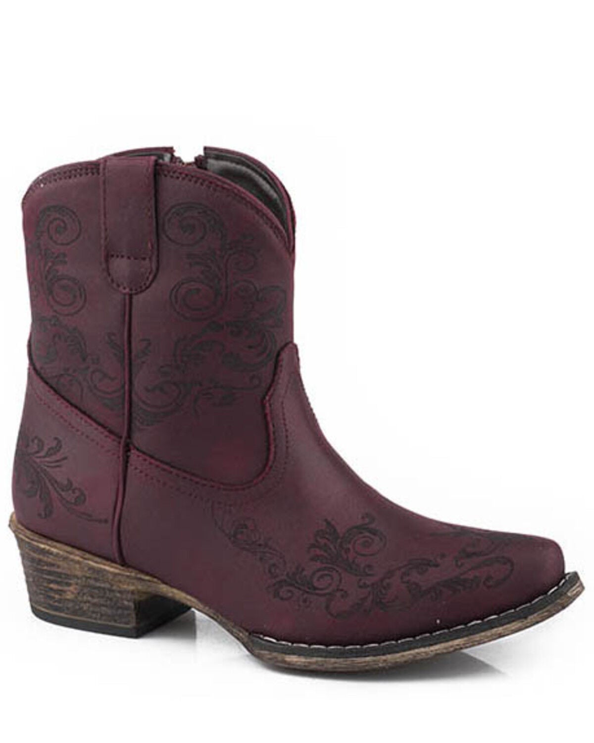 Roper Women's Short Stuff Fashion Booties - Snip Toe, Red, hi-res