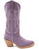 Image #2 - Ferrini Women's Quinn Roughout Western Boots - Round Toe, Light Purple, hi-res