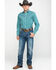 Rock 47 By Wrangler Men's Teal Geo Print Long Sleeve Western Shirt , Teal, hi-res