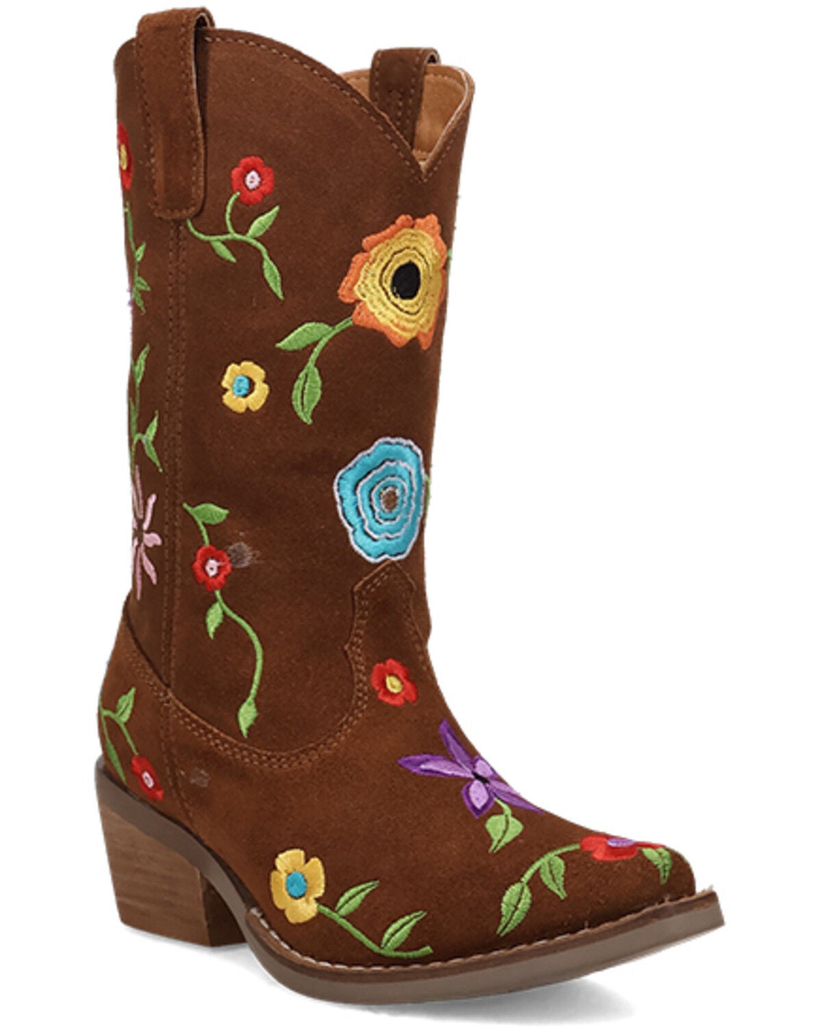 Dingo Little Girls' Flower Power Western Boots - Snip Toe, Brown, hi-res