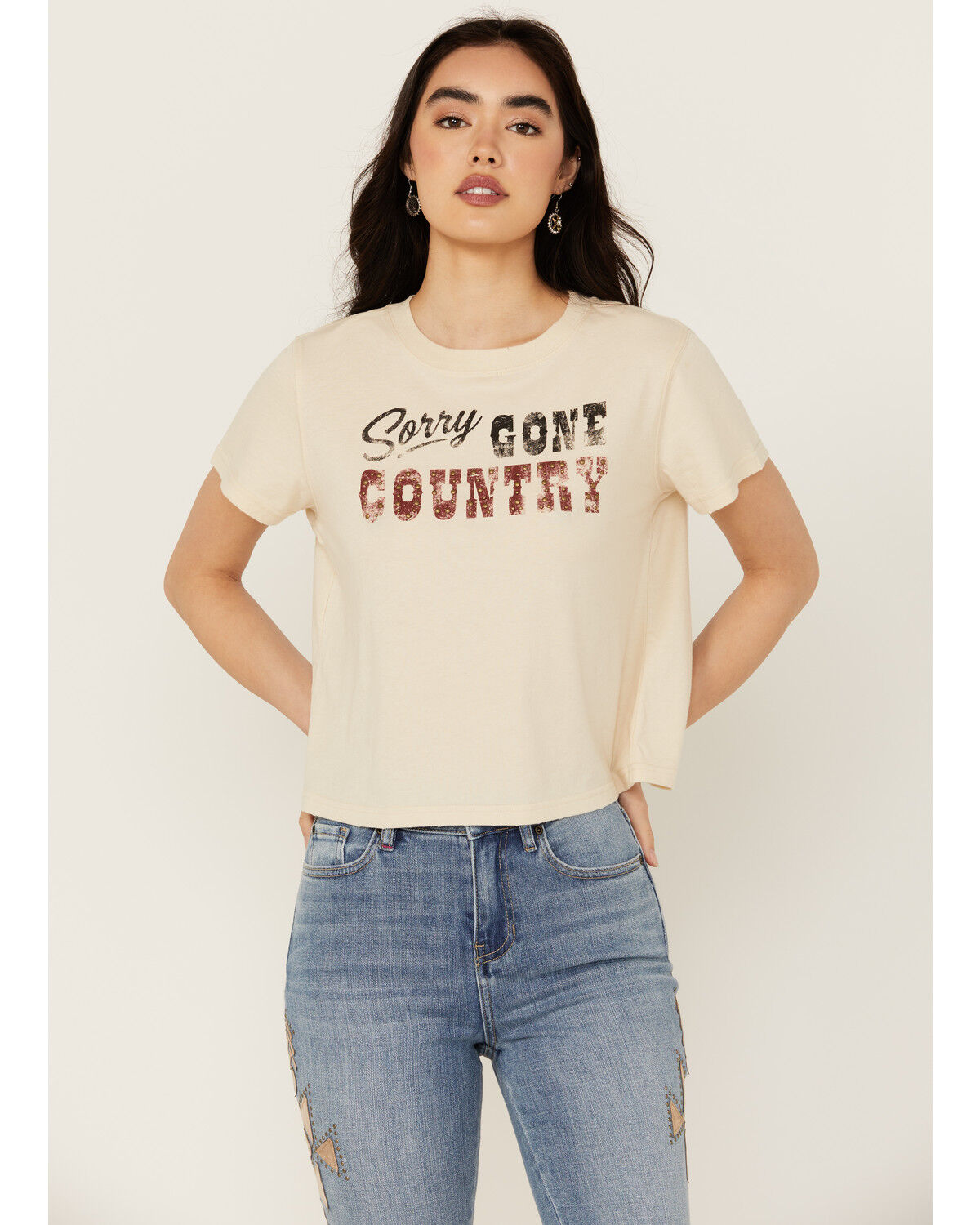 Image #2 - Idyllwind Women's Sorry Gone Country Short Sleeve Cropped Graphic Tee, Nude, hi-res