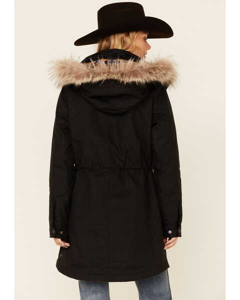 Image #4 - Outback Trading Co. Women's Solid Black Luna Fur Collar Storm-Flap Hooded Jacket , Black, hi-res