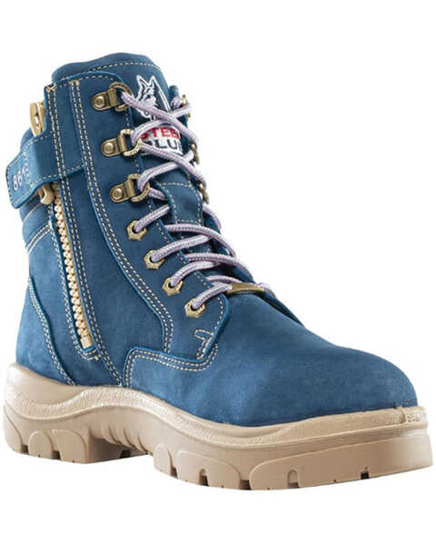Steel Blue Women's Southern Cross Zip Work Boots - Steel Toe, Blue, hi-res