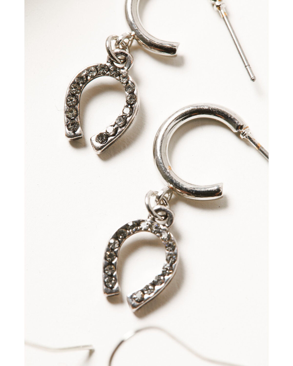 Image #4 - Shyanne Women's Boho Western Horseshoe and Feather Charm Earring Set - 3 Piece, Silver, hi-res