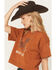 Image #2 - Originality Women's Nashville Horse Short Sleeve Graphic Sweater, Rust Copper, hi-res