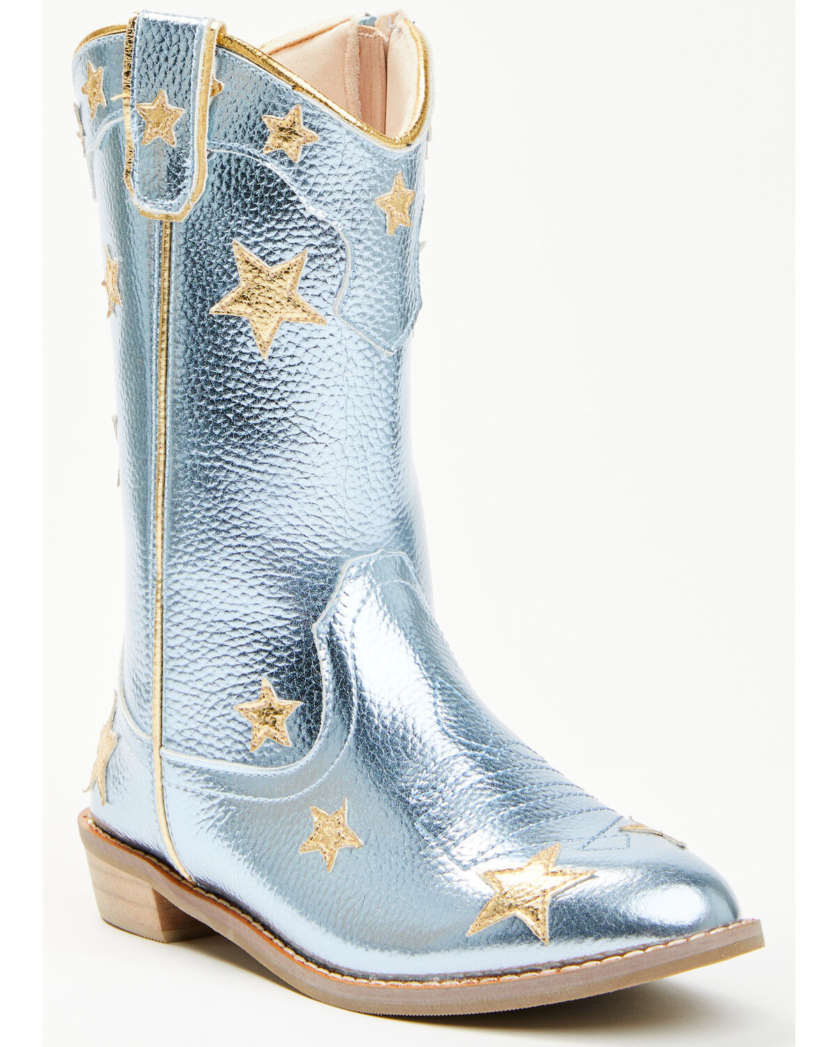 Image #1 - Wild + Rae Girls' Stars Western Boots - Round Toe, Blue, hi-res