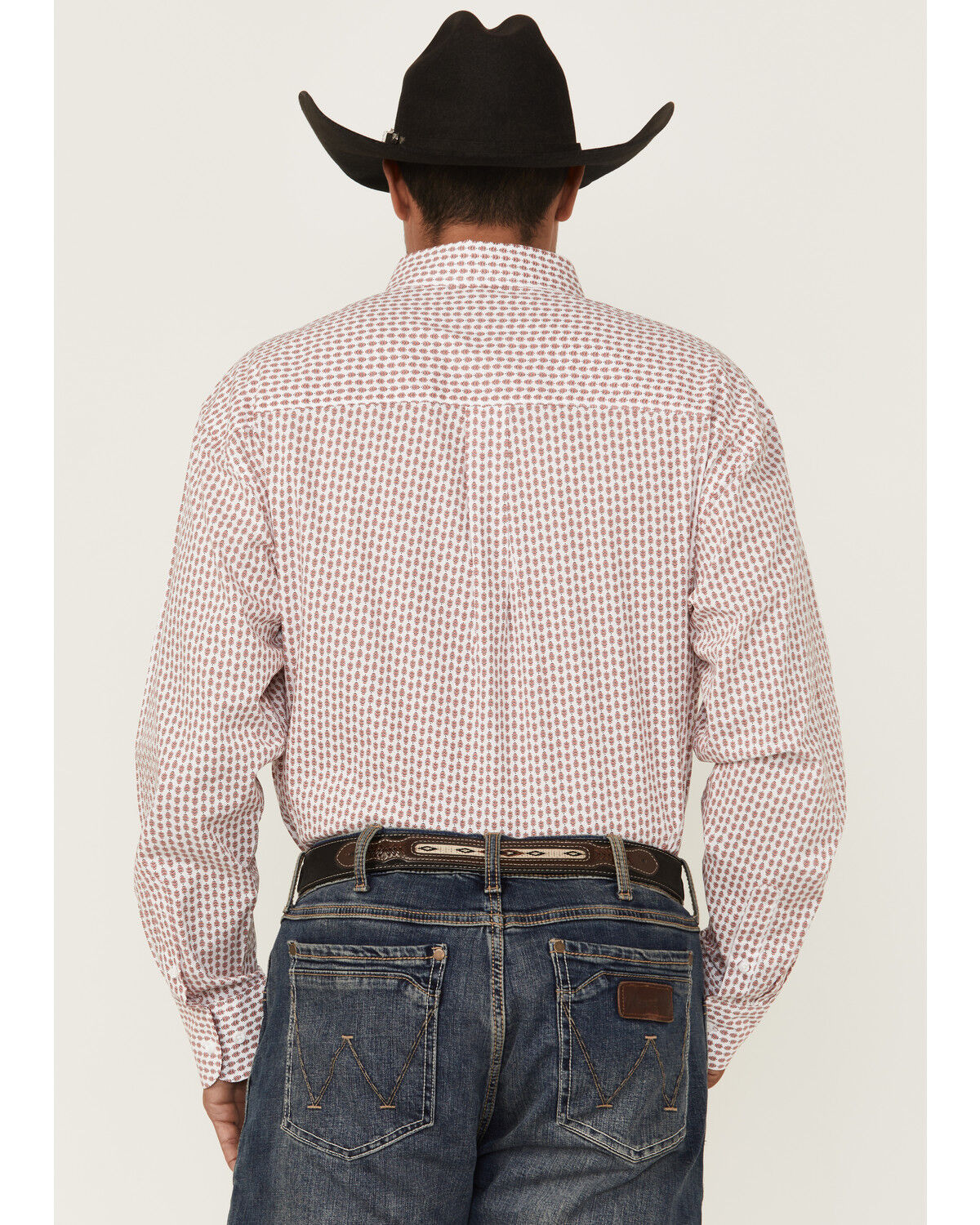 Image #4 - George Strait by Wrangler Men's Geo Print Long Sleeve Button-Down Stretch Western Shirt, White, hi-res