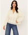 Image #2 - Miss Me Women's Crochet Long Sleeve Top, Cream, hi-res