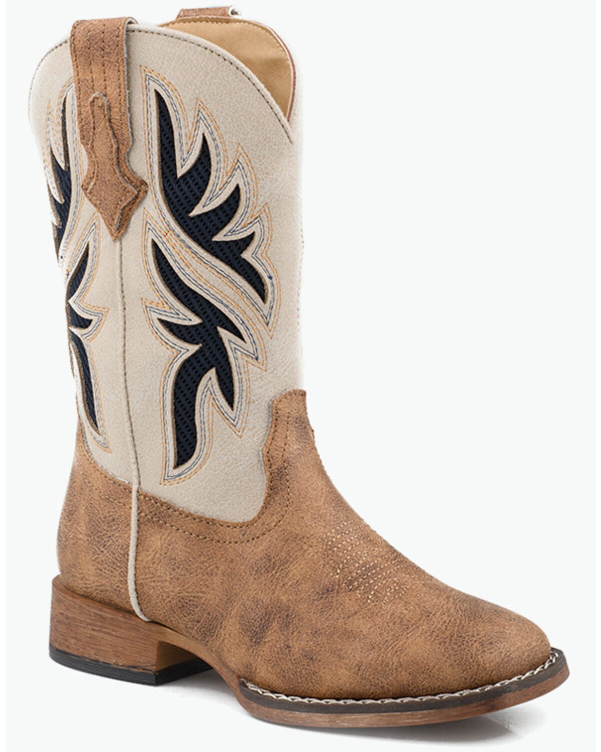 Roper Boys' Draftmaster Western Boots - Broad Square Toe, Tan, hi-res