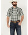 Image #1 - Ely Walker Men's Dobby Plaid Print Short Sleeve Snap Western Shirt, Green, hi-res