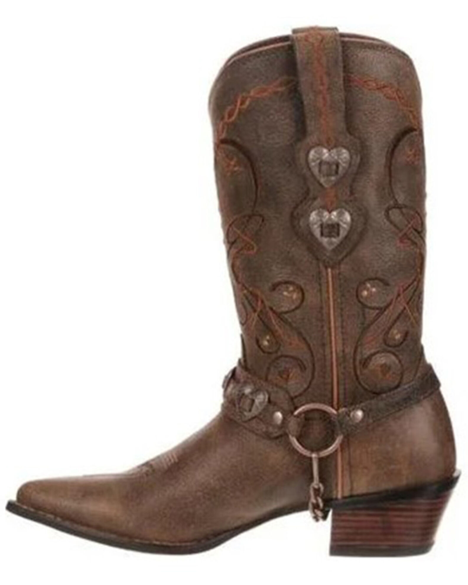 Image #4 - Durango Women's Crush Heart Harness Boots - Snip Toe, Brown, hi-res
