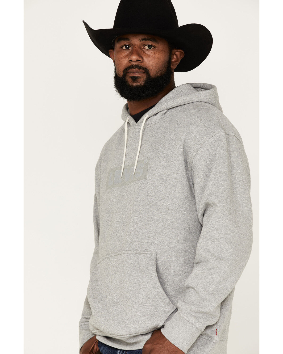 Image #2 - Levi's Men's Box Tab Graphic Logo Hooded Sweatshirt, Heather Grey, hi-res