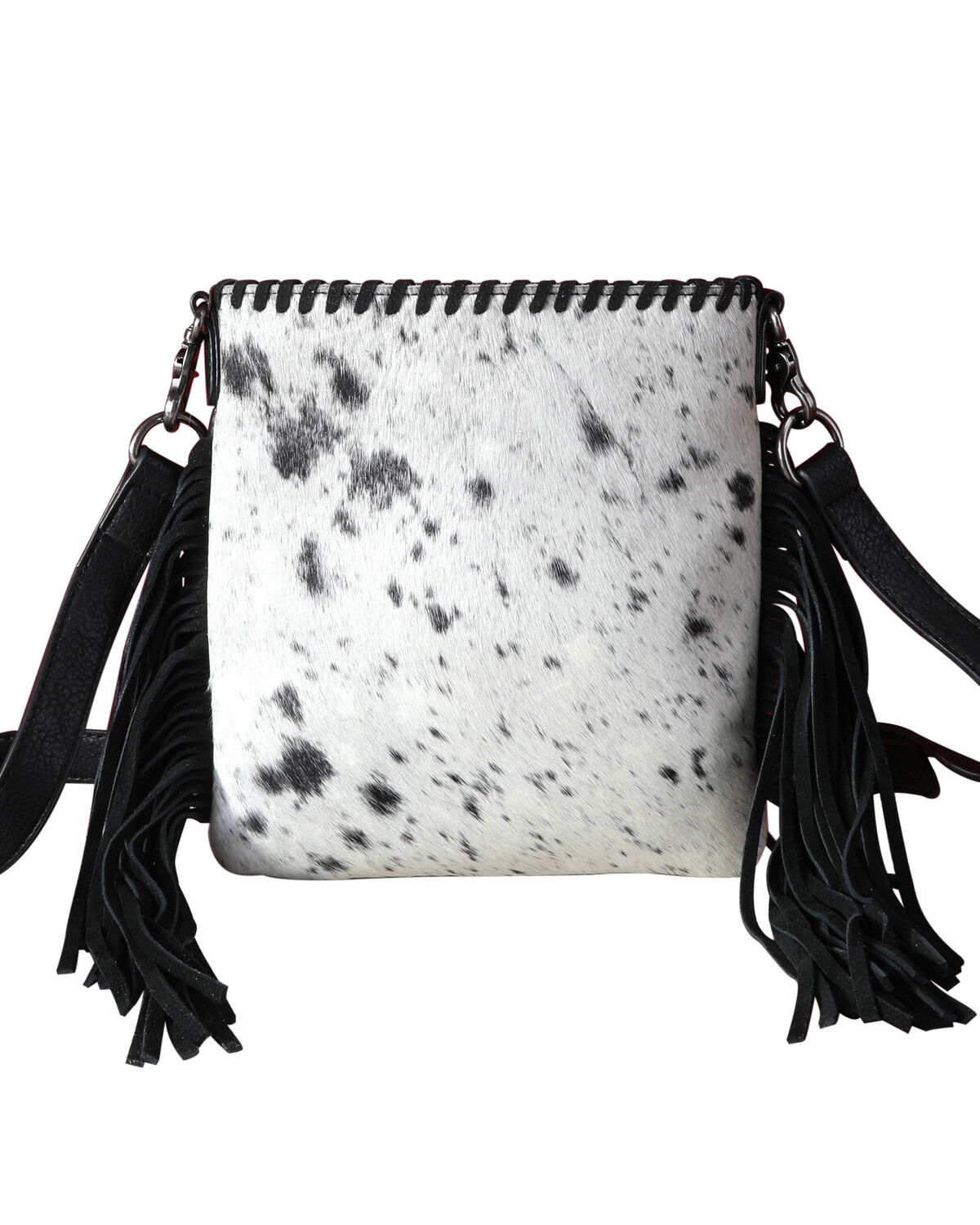 Image #1 - Trinity Ranch Women's Cowhide Fringe concealed Carry Crossbody Bag, Black, hi-res