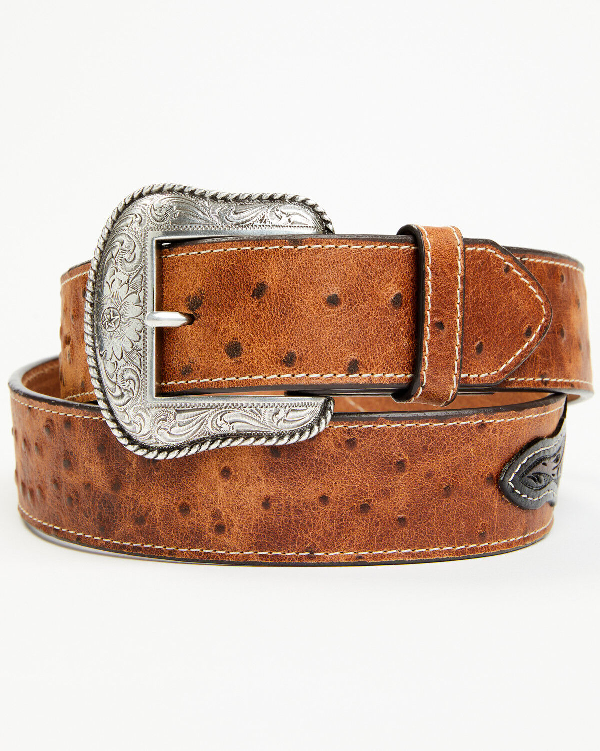 Image #1 - Roper Men's Ostrich Print Western Belt, Tan, hi-res