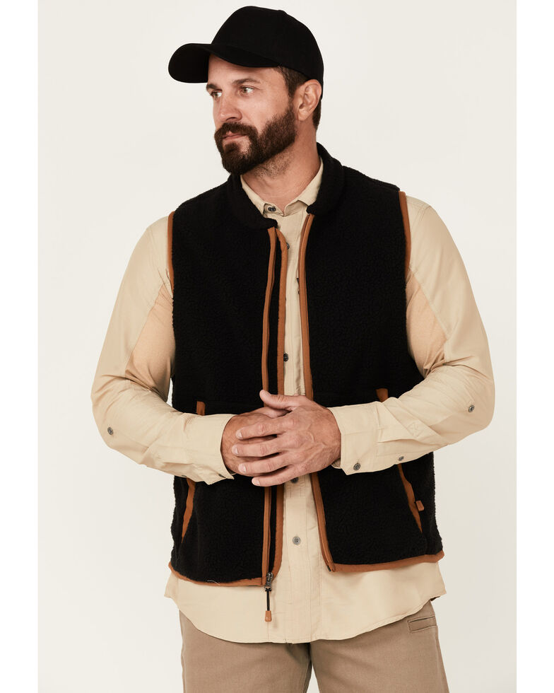 Carhartt Men's Black Relaxed Fit Zip-Front Fleece Vest , Black, hi-res