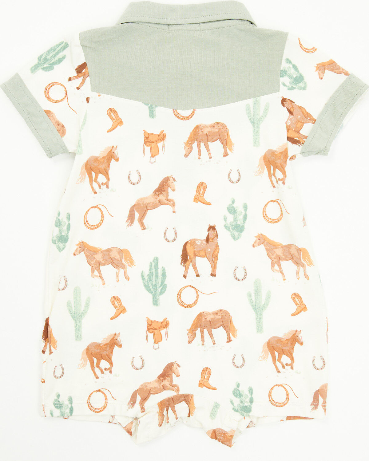 Image #3 - Angel Dear Infant Boys' Cowboy Polo Short Sleeve Onesie, Green, hi-res
