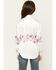 Image #4 - Cowgirl Hardware Girls' Wild Flower Long Sleeve Pearl Snap Western Shirt, White, hi-res