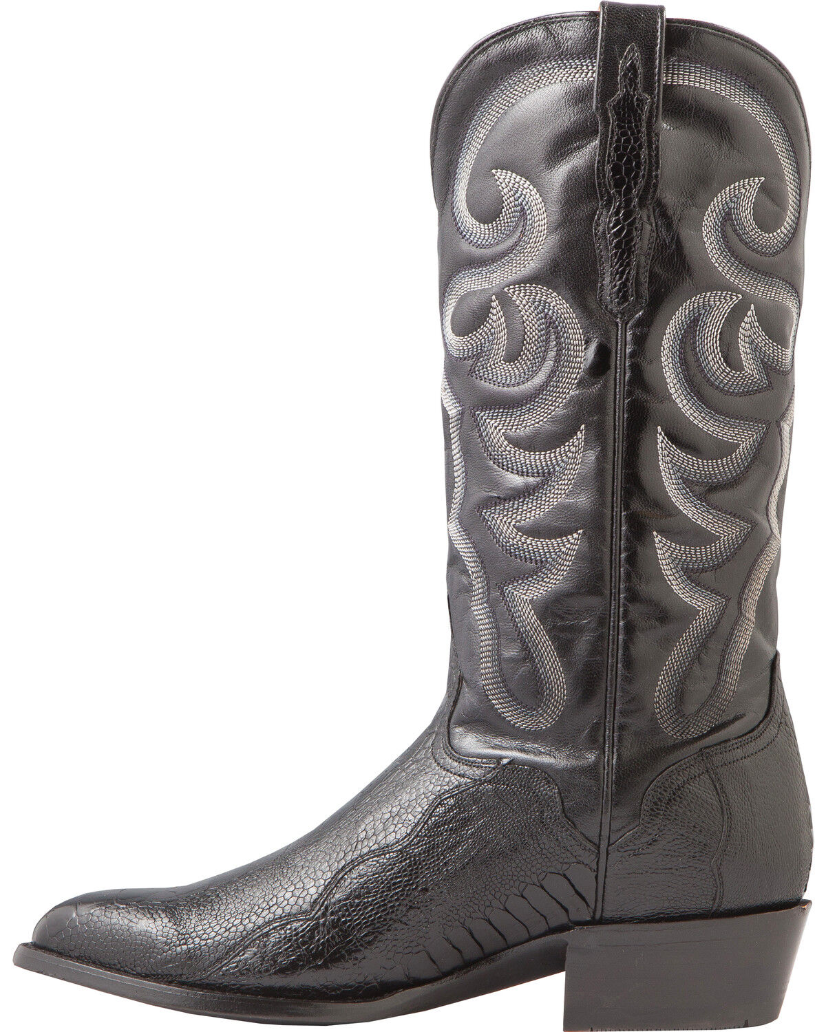 Image #3 - El Dorado Men's Handmade Ostrich Leg Western Boots - Round Toe, Black, hi-res