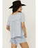 Image #4 - Cleo + Wolf Women's Bella Pintuck Detail Peasant Short Sleeve Blouse, Light Blue, hi-res