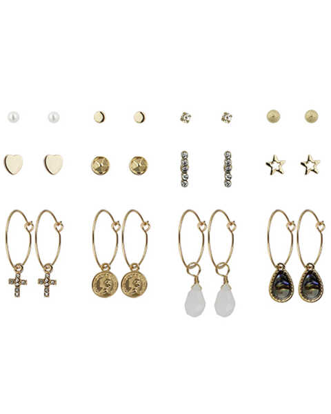 Image #1 - Shyanne Women's 12-Piece Set Boho Charm Earrings Set, Gold, hi-res