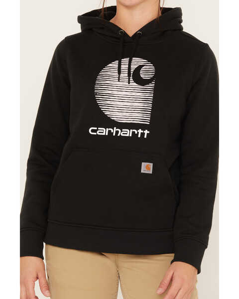 Image #3 - Carhartt Women's Rain Defender Relaxed Fit Midweight Logo Graphic Hoodie, Black, hi-res