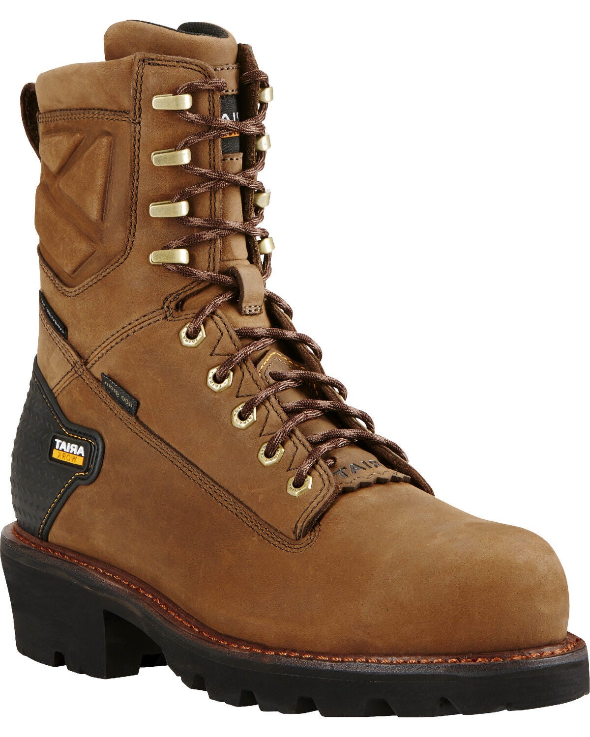 Ariat Men's Powerline H20 400g 8" Work Boots - Composite Toe, Brown, hi-res