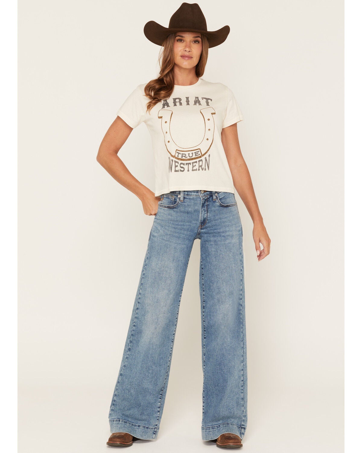 Image #1 - Ariat Women's Vilma Medium Wash Revel High Rise Wide Leg Ultrastretch Denim Jeans, Medium Wash, hi-res