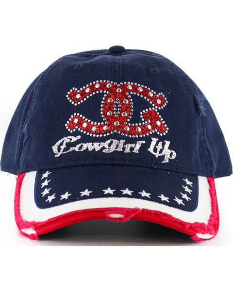 Image #2 - Cowgirl Up Women's Stars and Stripes Baseball Cap , Red/white/blue, hi-res