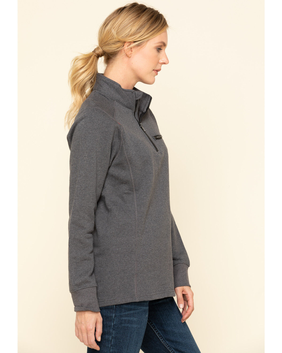 Image #3 - Ariat Women's Charcoal Heather FR Rev 1/4 Zip Pullover, Charcoal, hi-res