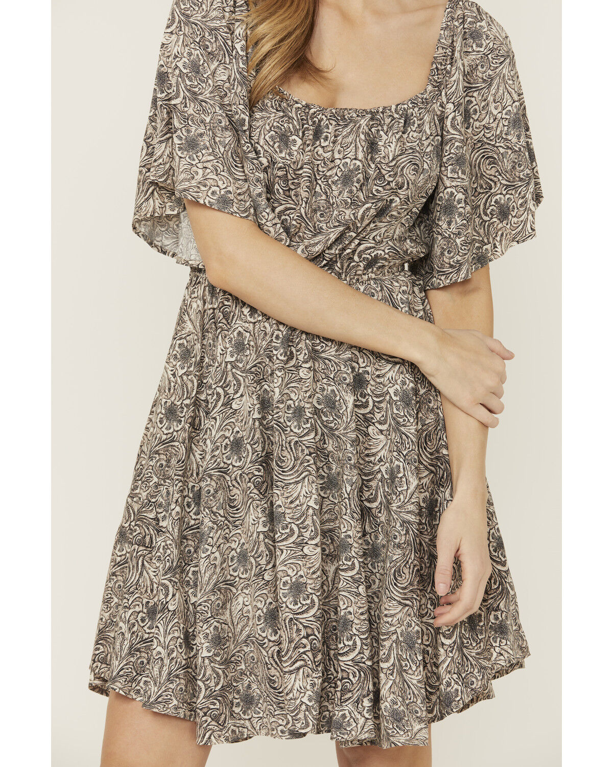 Image #3 - Wrangler Retro Women's Flutter Sleeve Mini Dress, Grey, hi-res