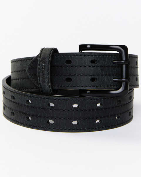 Hawx Men's Double Prong Reinforced Leather Belt, Black, hi-res