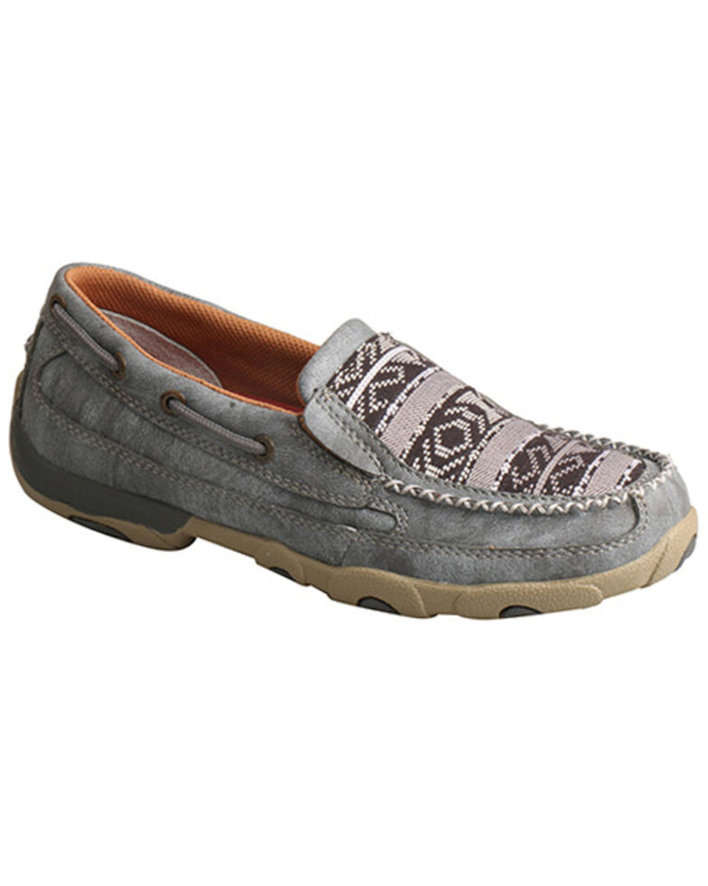 Twisted X Women's Slip-On Driving Moccasin Shoes - Moc Toe, Grey, hi-res