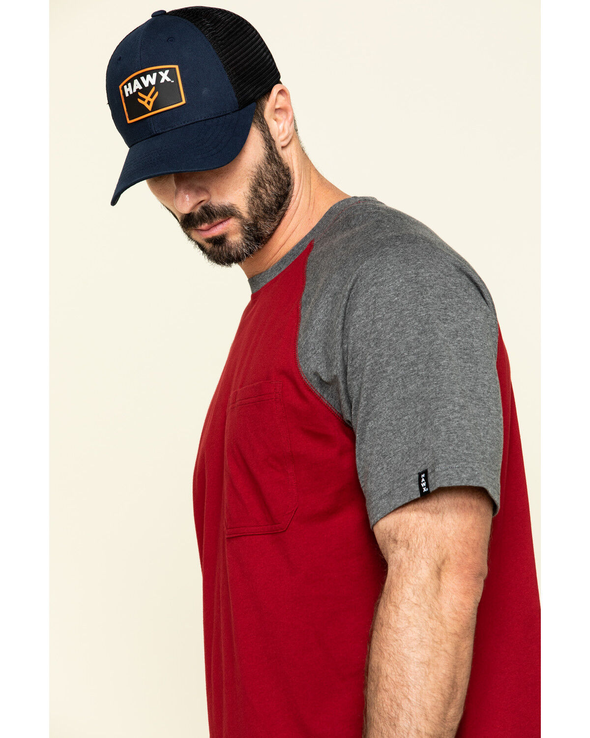 Image #5 - Hawx Men's Red Midland Short Sleeve Baseball Work T-Shirt, Red, hi-res