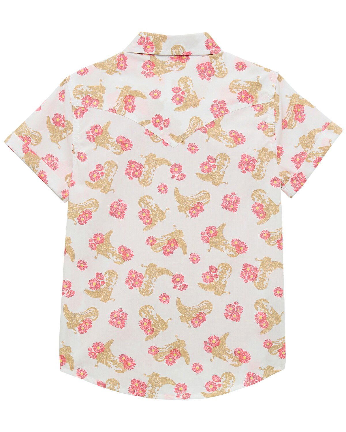 Image #2 - Wrangler Girls' Floral Print Short Sleeve Snap Western Shirt, White, hi-res