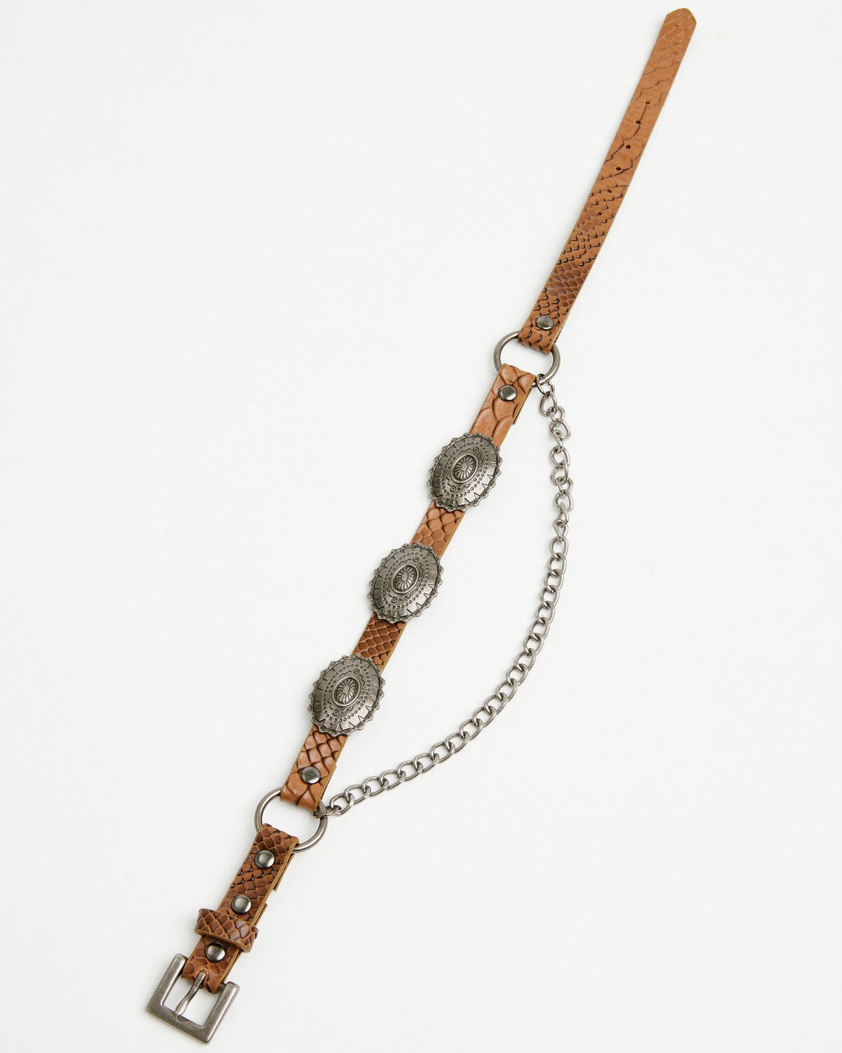 Image #3 - Shyanne Women's Scalloped Concho Boot Bracelet with Chain, Brown, hi-res