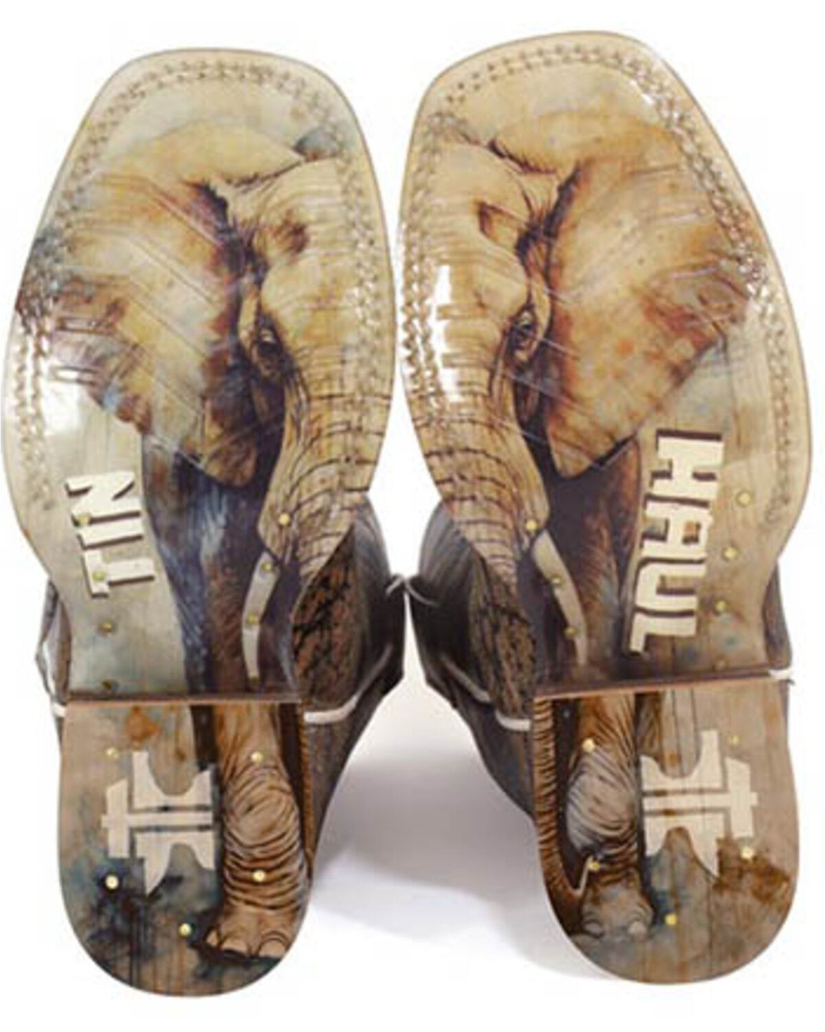 Image #2 - Tin Haul Boys' Elephants Never Forget Western Boots - Broad Square Toe, Brown, hi-res