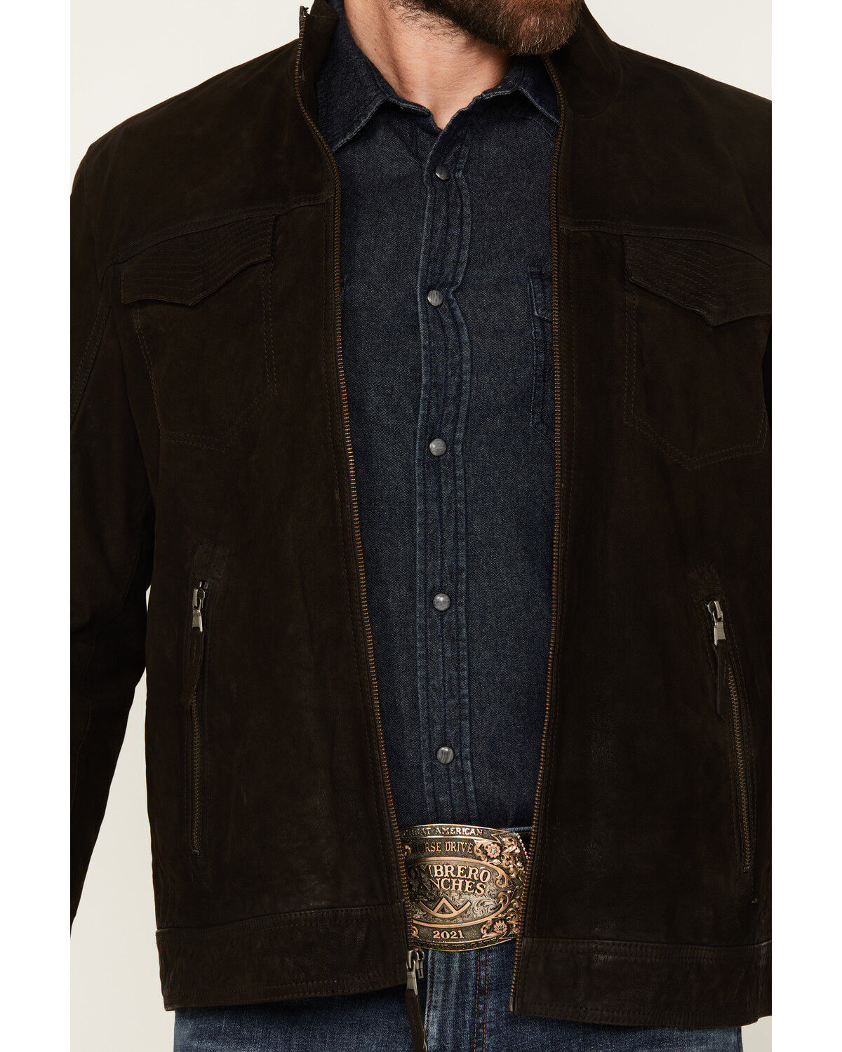 Image #3 - Scully Men's Suede Zip Jacket, Brown, hi-res