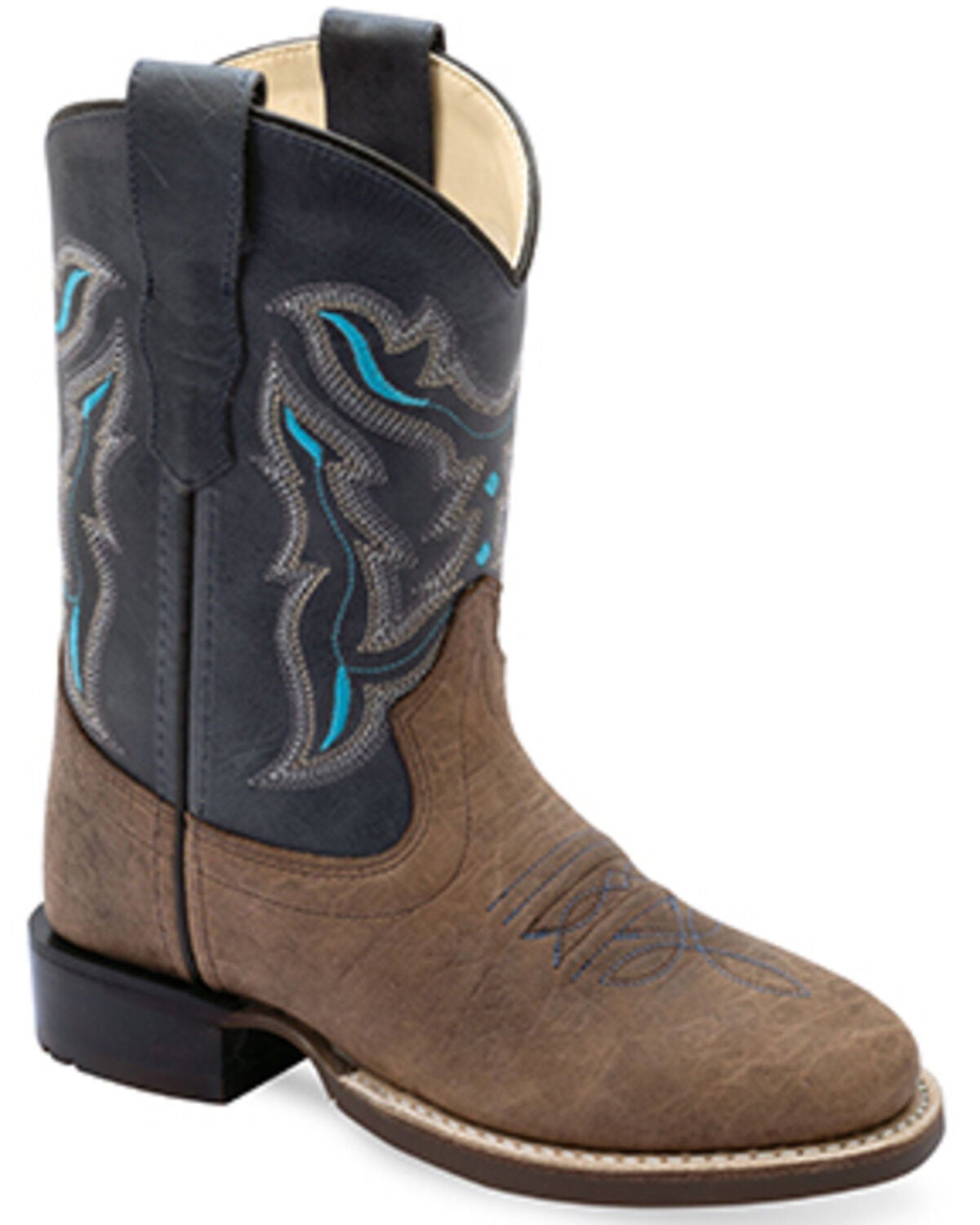 Image #1 - Old West Boys' Hand Corded Western Boots - Round Toe, Brown, hi-res