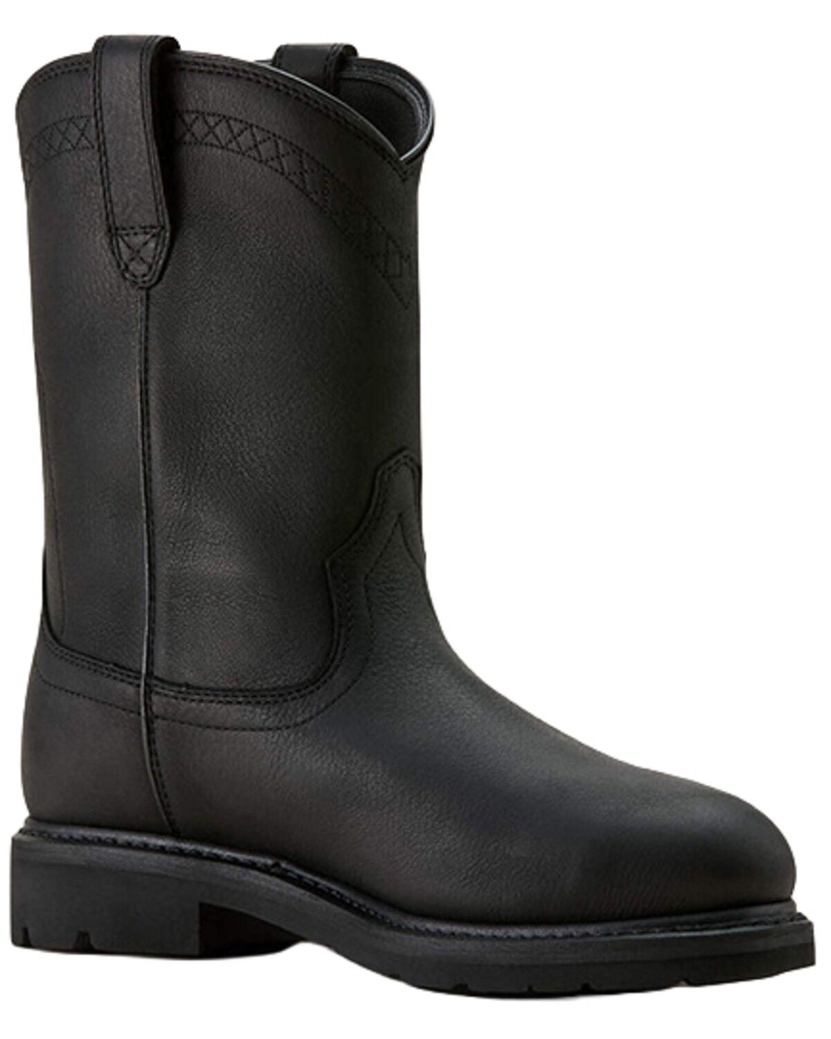 Image #1 - Ariat Men's Sierra Waterproof Pull-On Work Boots - Steel Toe, Black, hi-res