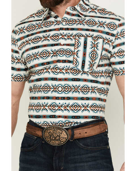 Image #3 - RANK 45® Men's Resurrection Southwestern Print Short Sleeve Button-Down Performance Stretch Western Shirt  , Ivory, hi-res