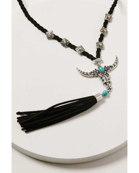 Shyanne Women's Wild Soul Longhorn Tassel Necklace, Silver, hi-res