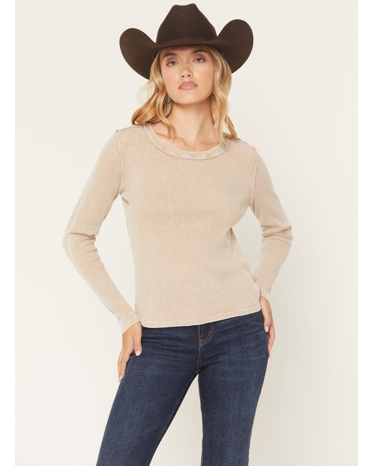White Crow Women's Solid Long Sleeve Thermal Shirt, Tan, hi-res