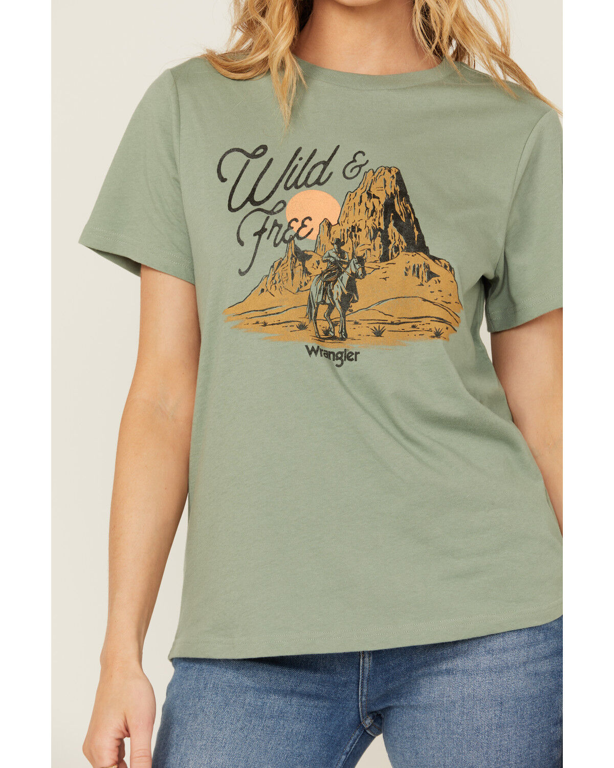 Image #3 - Wrangler Women's Wild & Free Short Sleeve Graphic Tee, Sage, hi-res