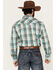 Image #4 - Panhandle Men's Boot Barn Exclusive Plaid Print Long Sleeve Snap Stretch Western Shirt, Turquoise, hi-res