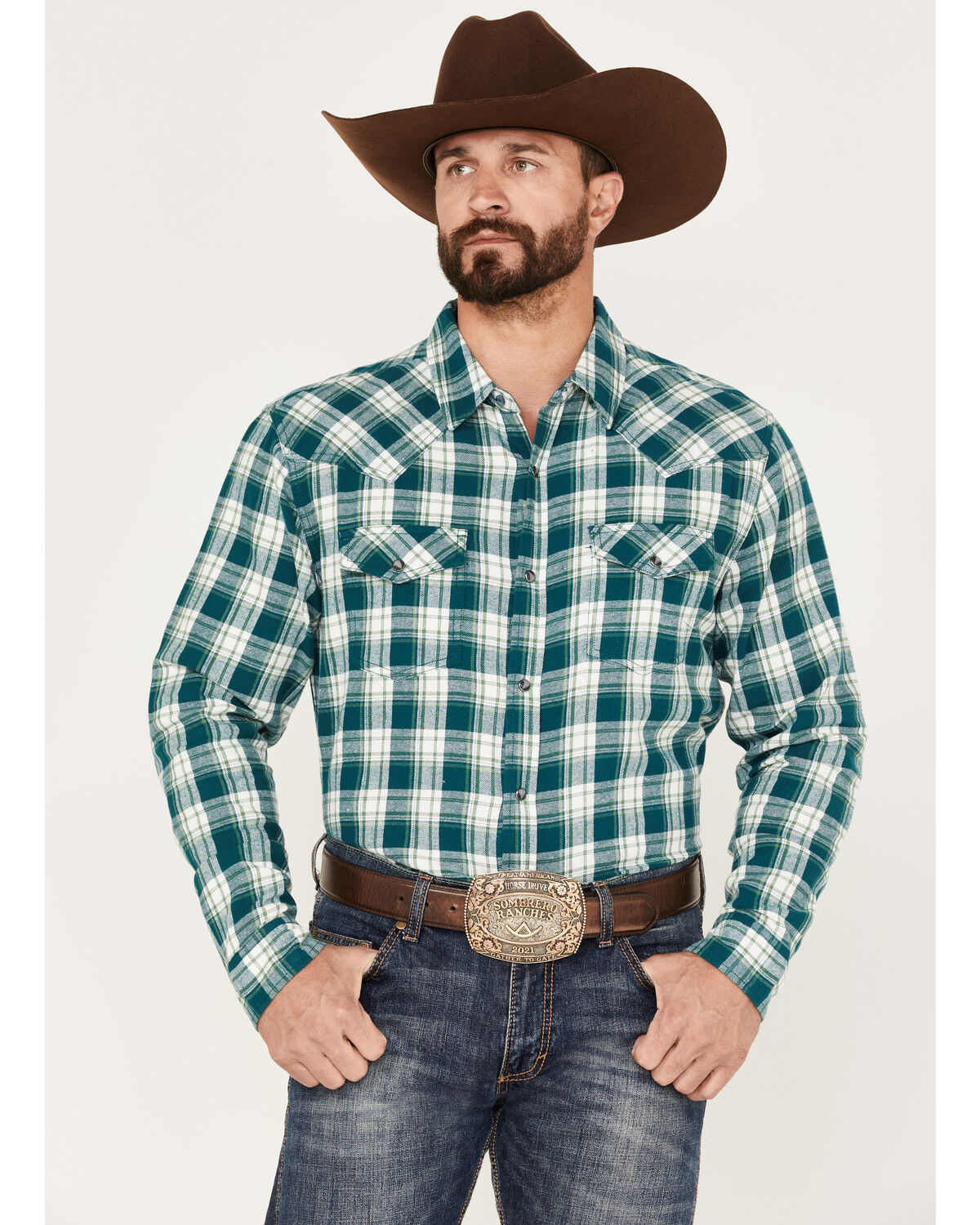 Image #1 - Cody James Men's Poway Plaid Print Snap Western Flannel Shirt, , hi-res