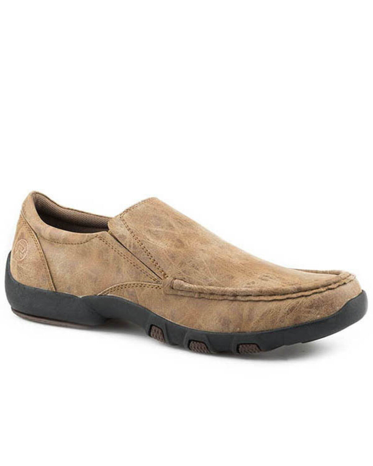 Image #1 - Roper Men's Faux Leather Brown Tumbled Shoes, Brown, hi-res