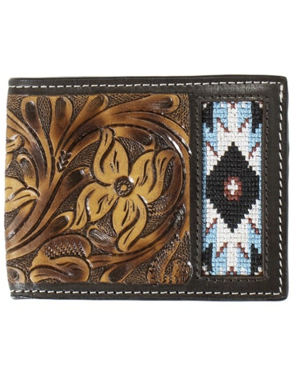 Image #1 - M & F Western Men's Floral Tooled Bifold Wallet, Brown, hi-res