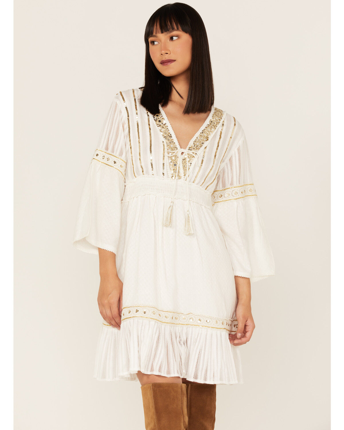 Image #1 - Talisman Women's Fortune Teller Mini Dress, White, hi-res