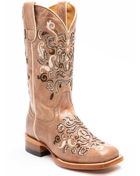 Image #1 - Shyanne Women's Hybrid Leather TPU Verbena Western Performance Boots - Broad Square Toe, Tan, hi-res