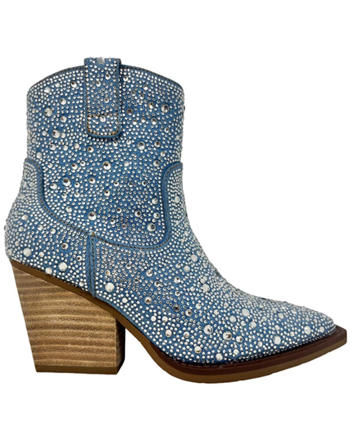 Very G Women's Katy Denim Booties - Snip Toe, Blue, hi-res